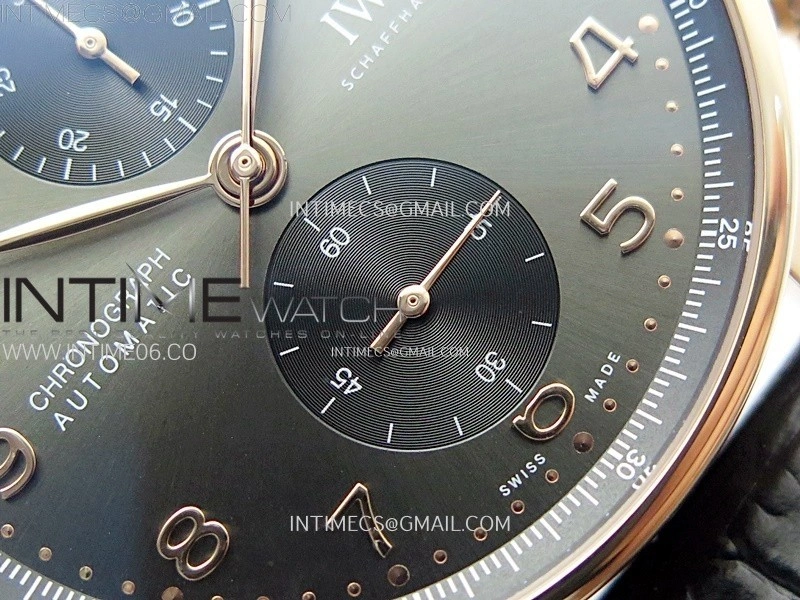 Portuguese Chrono IW371610 RG ZF 1:1 Best Edition Gray Dial on Black Leather Strap A69355