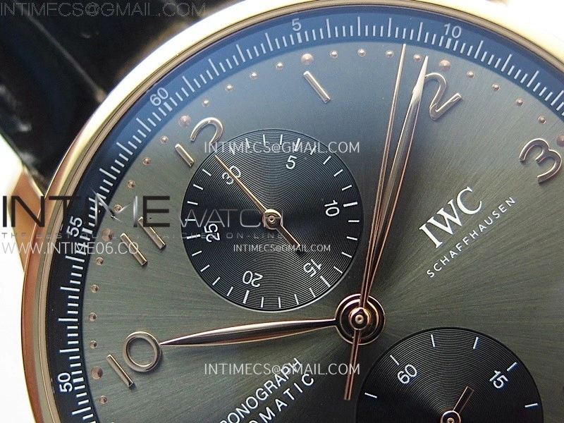 Portuguese Chrono IW371610 RG ZF 1:1 Best Edition Gray Dial on Black Leather Strap A69355