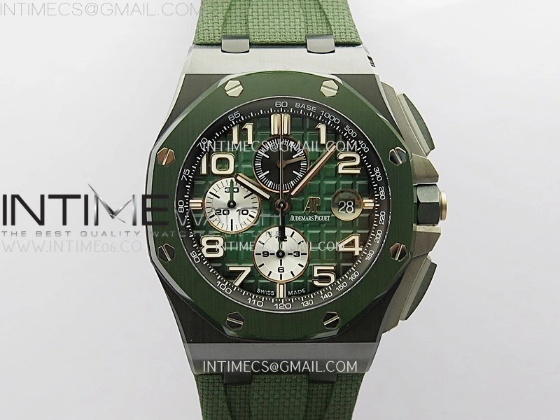 Royal Oak Offshore 44mm Green Ceramic TKF Best Edition Green Dial on Green Rubber Strap A3126
