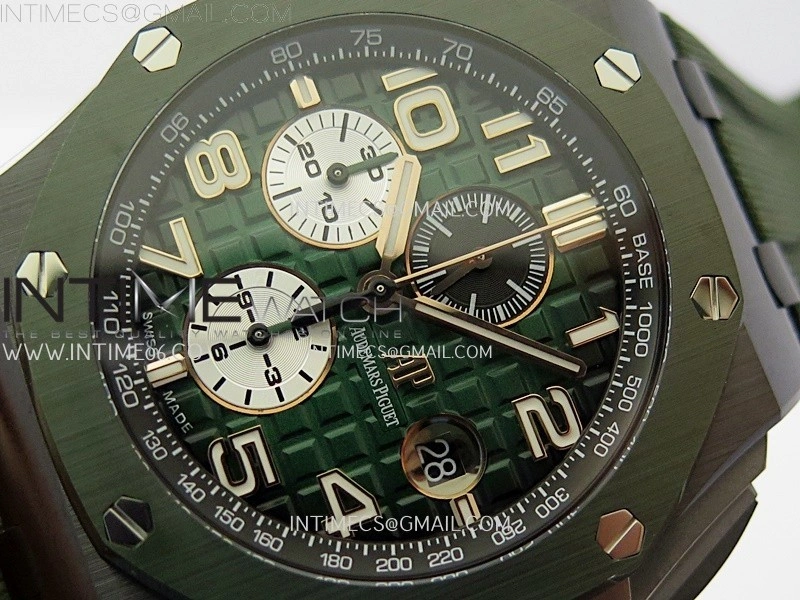 Royal Oak Offshore 44mm Green Ceramic TKF Best Edition Green Dial on Green Rubber Strap A3126