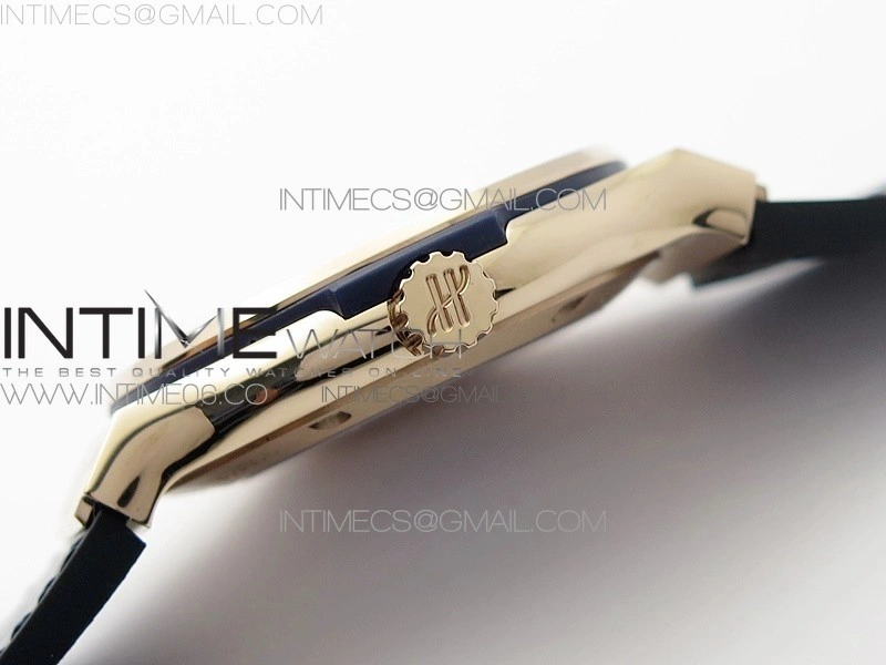 Classic Fusion 42mm RG Paved Diamonds Bezel B50F Blue Dial On Blue Gummy Strap A2892