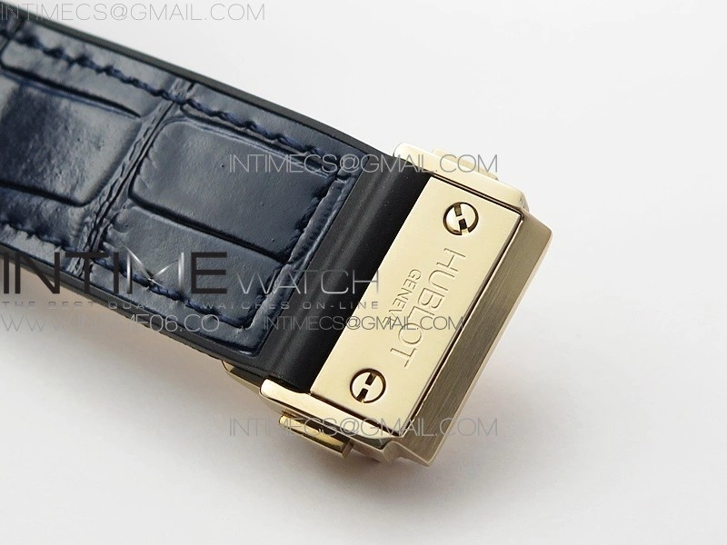 Classic Fusion 42mm RG Paved Diamonds Bezel B50F Blue Dial On Blue Gummy Strap A2892