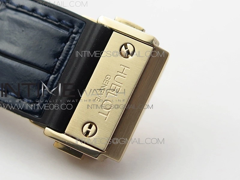 Classic Fusion 42mm RG Paved Diamonds Bezel B50F Blue Dial On Blue Gummy Strap A2892