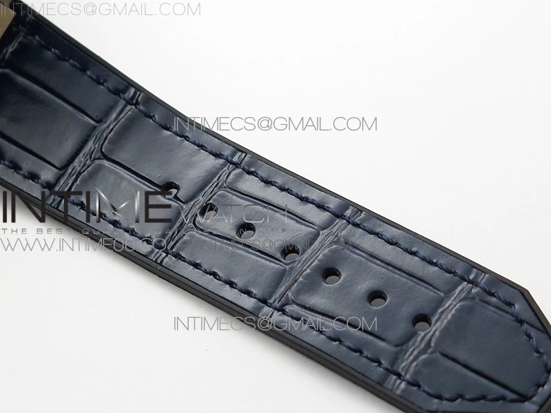 Classic Fusion 42mm RG Paved Diamonds Bezel B50F Blue Dial On Blue Gummy Strap A2892