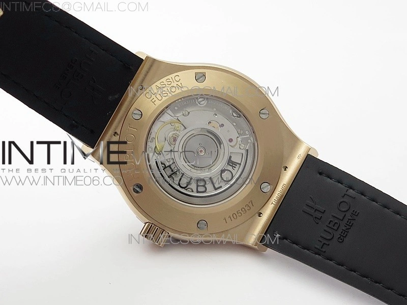 Classic Fusion 42mm RG Paved Diamonds Bezel B50F Gray Dial On Gray Gummy Strap A2892