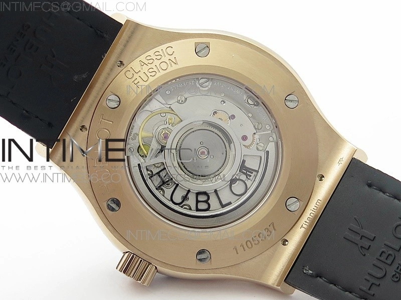 Classic Fusion 42mm RG Paved Diamonds Bezel B50F Gray Dial On Gray Gummy Strap A2892