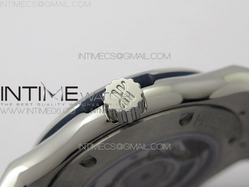 Classic Fusion 42mm SS Paved Diamonds Bezel B50F Blue Dial On Blue Gummy Strap A2892