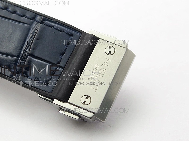 Classic Fusion 42mm SS Paved Diamonds Bezel B50F Blue Dial On Blue Gummy Strap A2892