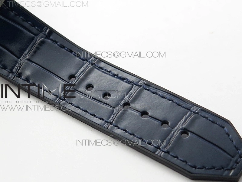 Classic Fusion 42mm SS Paved Diamonds Bezel B50F Blue Dial On Blue Gummy Strap A2892