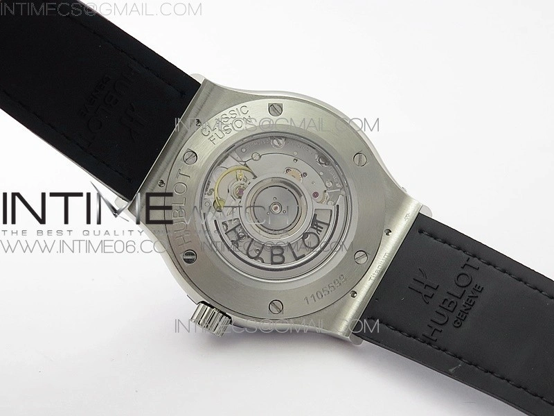 Classic Fusion 42mm SS Paved Diamonds Bezel B50F Blue Dial On Blue Gummy Strap A2892