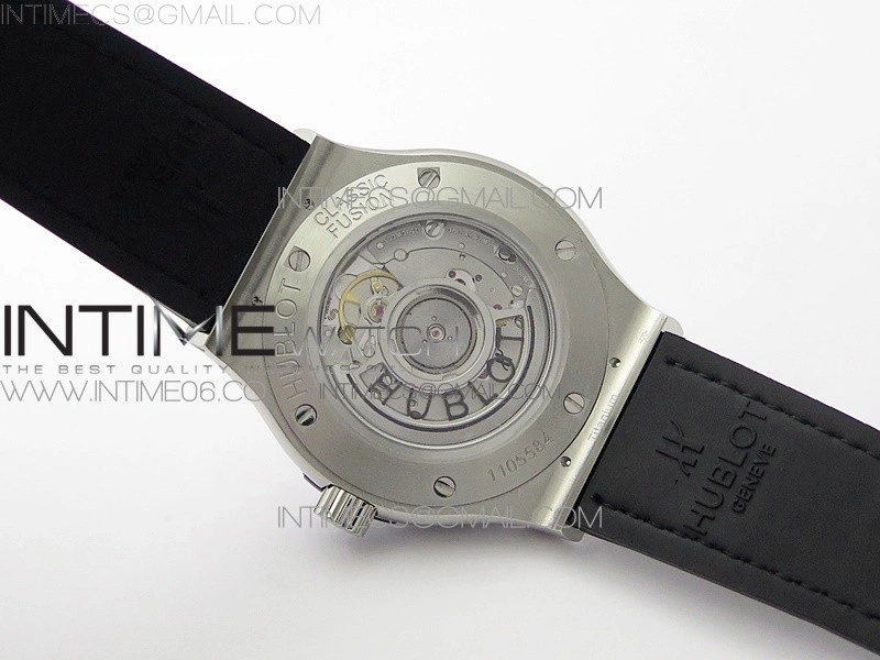 Classic Fusion 42mm SS Paved Diamonds Bezel B50F Gray Dial On Gray Gummy Strap A2892