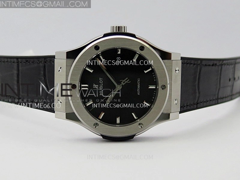 Classic Fusion 42mm Titanium JJZF 1:1 V2 Best Edition Black Dial On Black Gummy Strap