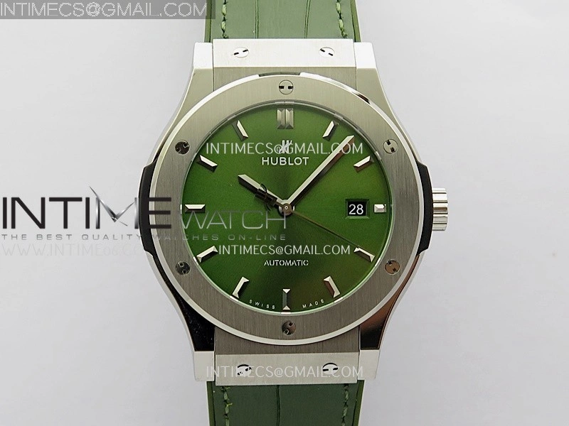 Classic Fusion 42mm Titanium JJZF 1:1 V2 Best Edition Green Dial On Green Gummy Strap