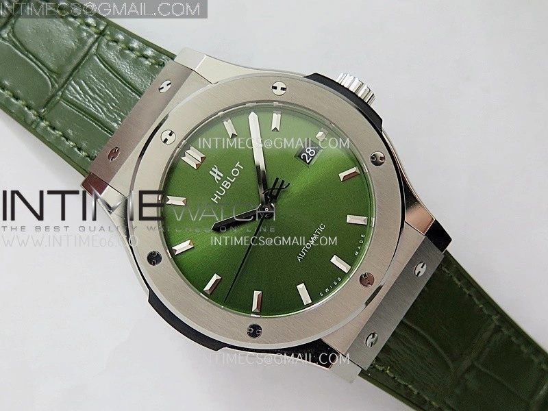 Classic Fusion 42mm Titanium JJZF 1:1 V2 Best Edition Green Dial On Green Gummy Strap