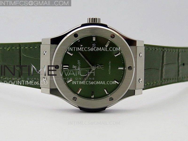 Classic Fusion 42mm Titanium JJZF 1:1 V2 Best Edition Green Dial On Green Gummy Strap