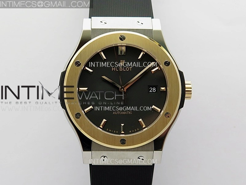 Classic Fusion 42mm Titanium RG JJZF 1:1 Best Edition Black Dial On Black Rubber Strap