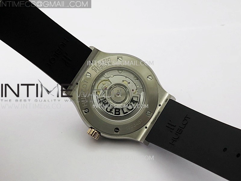 Classic Fusion 42mm Titanium RG JJZF 1:1 Best Edition Black Dial On Black Rubber Strap