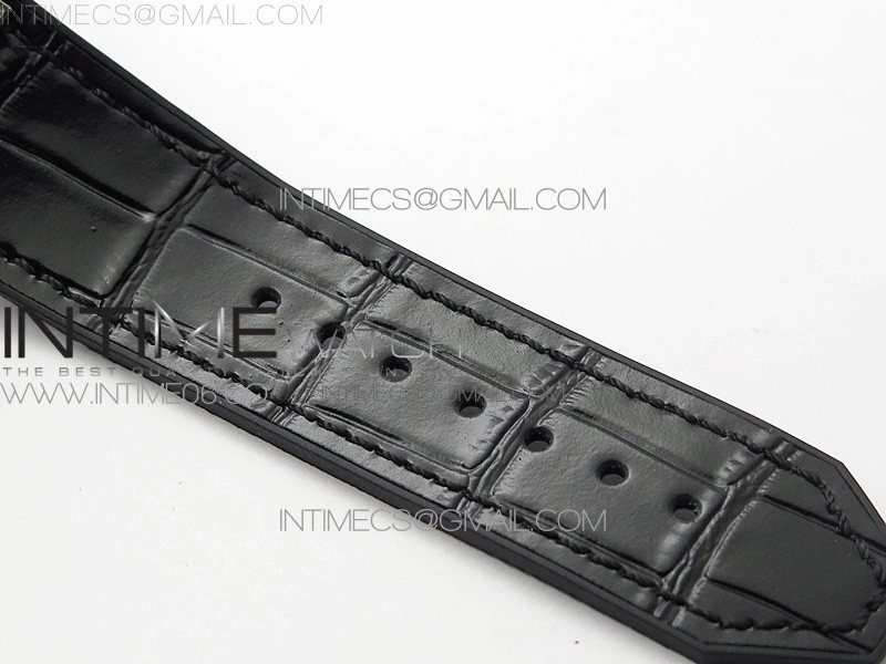 Classic Fusion 42mm SS Paved Diamonds Case Bezel B50F Black Dial On Black Gummy Strap A2892