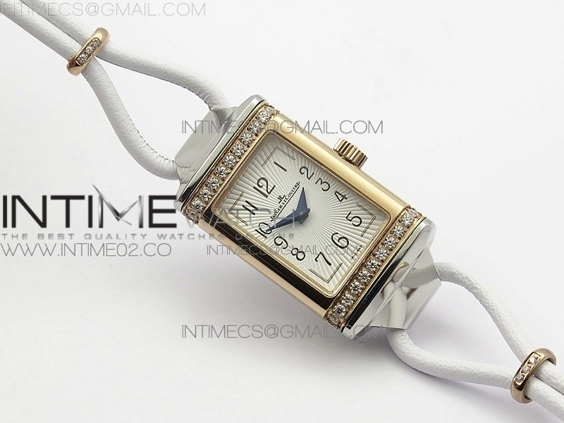Reverso Ultra Thin Duoface RG SWF White Dial on Line White Leather Strap Ronda Quartz