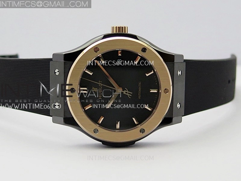 Classic Fusion 42mm Ceramic RG JJZF 1:1 Best Edition Black Dial On Black Rubber Strap