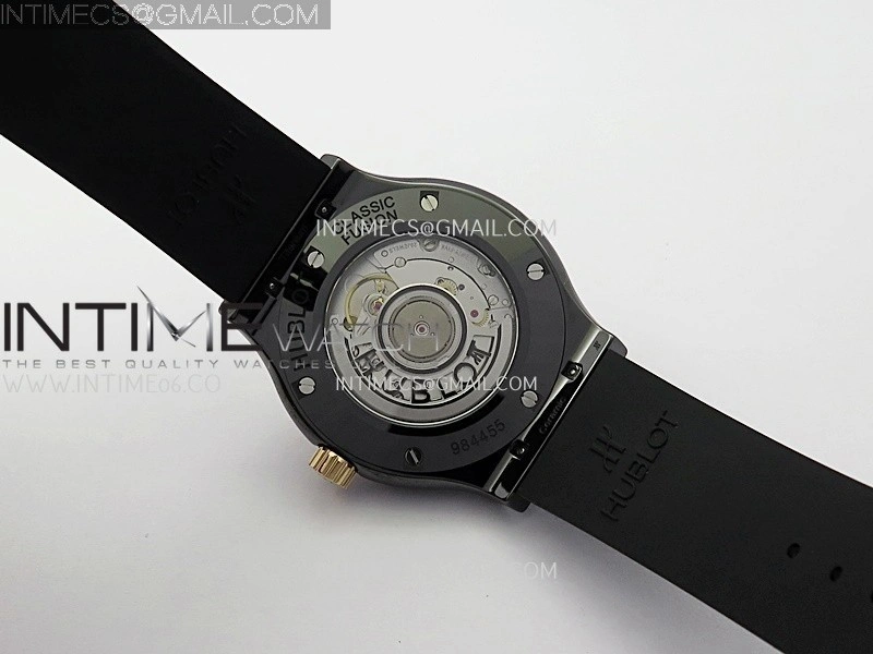 Classic Fusion 42mm Ceramic RG JJZF 1:1 Best Edition Black Dial On Black Rubber Strap