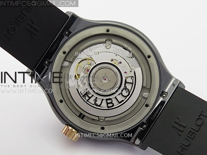 Classic Fusion 42mm Ceramic RG JJZF 1:1 Best Edition Black Dial On Black Rubber Strap