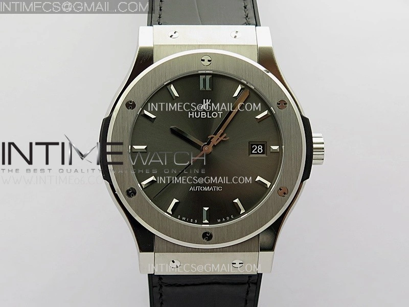 Classic Fusion 42mm Titanium JJZF 1:1 V2 Best Edition Gray Dial On Black Gummy Strap