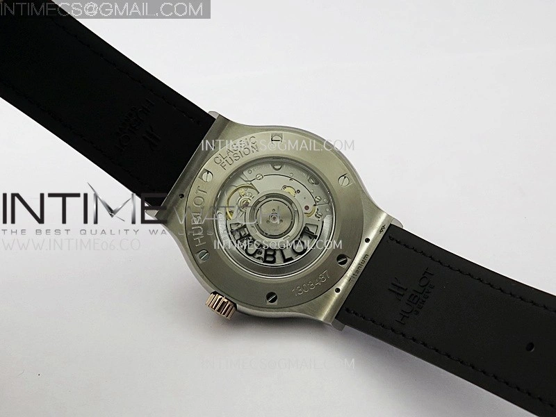 Classic Fusion 42mm Titanium RG JJZF 1:1 Best Edition Black Dial On Black Gummy Strap