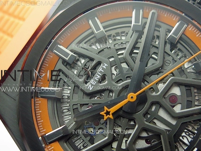Defy Classic PVD LF 1:1 Best Edition Skeleton Orange Dial on Orange Rubber Strap A2892 V2