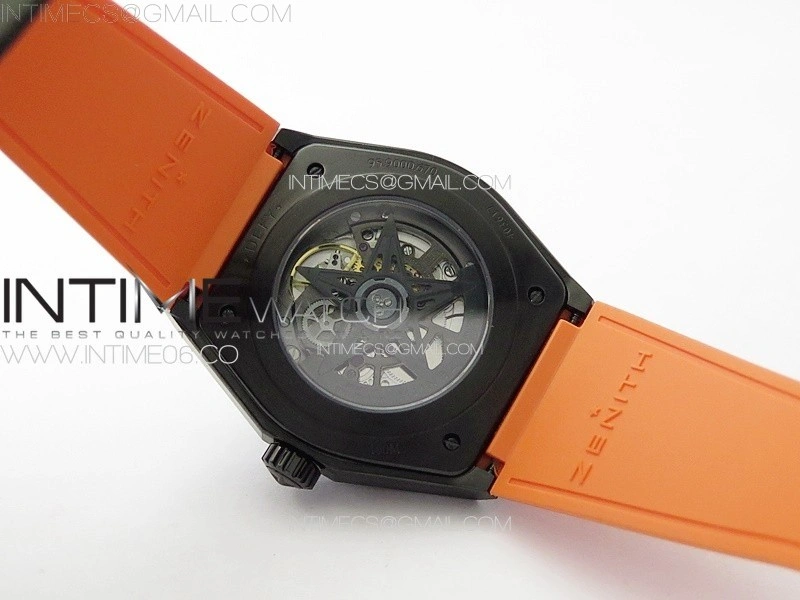Defy Classic PVD LF 1:1 Best Edition Skeleton Orange Dial on Orange Rubber Strap A2892 V2