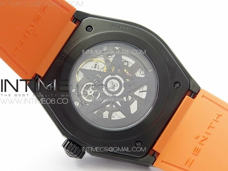 Defy Classic PVD LF 1:1 Best Edition Skeleton Orange Dial on Orange Rubber Strap A2892 V2