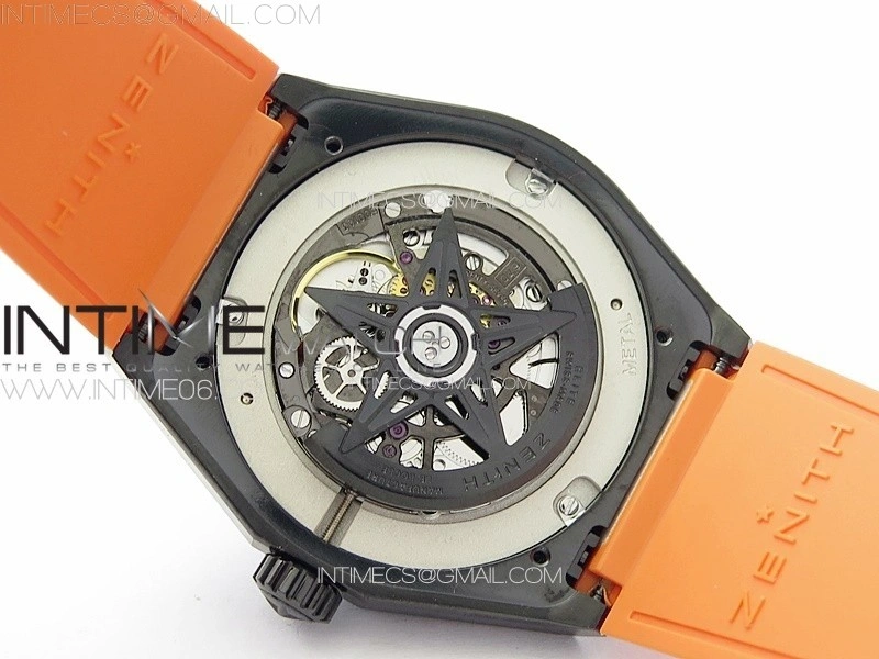 Defy Classic PVD LF 1:1 Best Edition Skeleton Orange Dial on Orange Rubber Strap A2892 V2