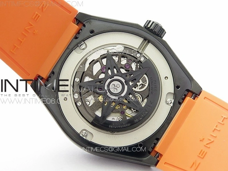 Defy Classic PVD LF 1:1 Best Edition Skeleton Orange Dial on Orange Rubber Strap A2892 V2