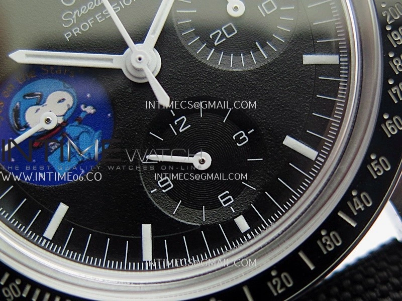 Speedmaster Professional Blue Snoopy SS N1F 1:1 Best Edition Black Dial On Black Nylon Strap A3861
