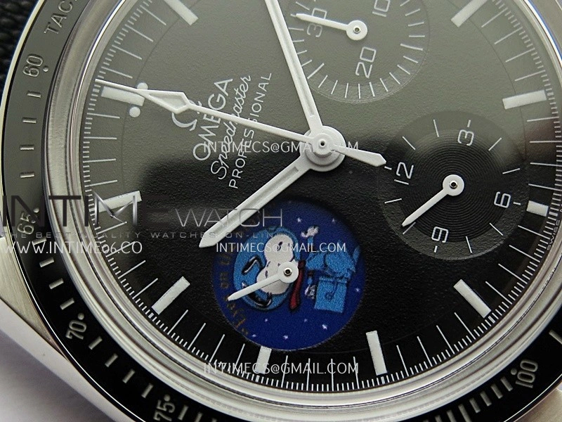 Speedmaster Professional Blue Snoopy SS N1F 1:1 Best Edition Black Dial On Black Nylon Strap A3861