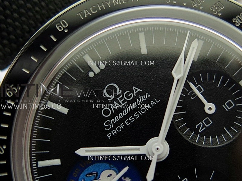Speedmaster Professional Blue Snoopy SS N1F 1:1 Best Edition Black Dial On Black Nylon Strap A3861