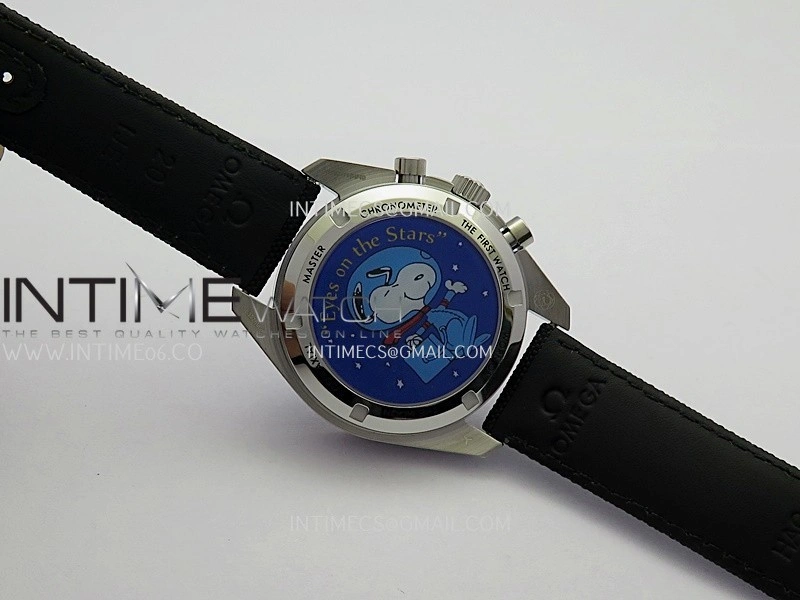 Speedmaster Professional Blue Snoopy SS N1F 1:1 Best Edition Black Dial On Black Nylon Strap A3861