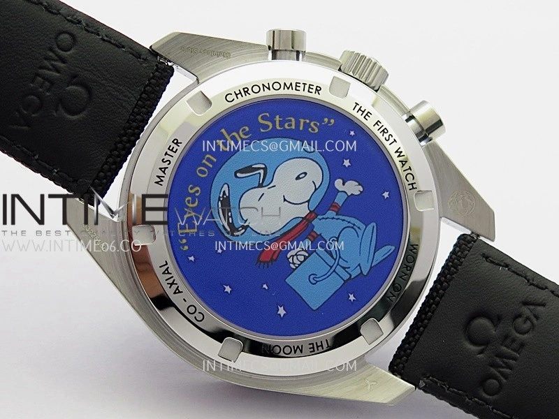 Speedmaster Professional Blue Snoopy SS N1F 1:1 Best Edition Black Dial On Black Nylon Strap A3861