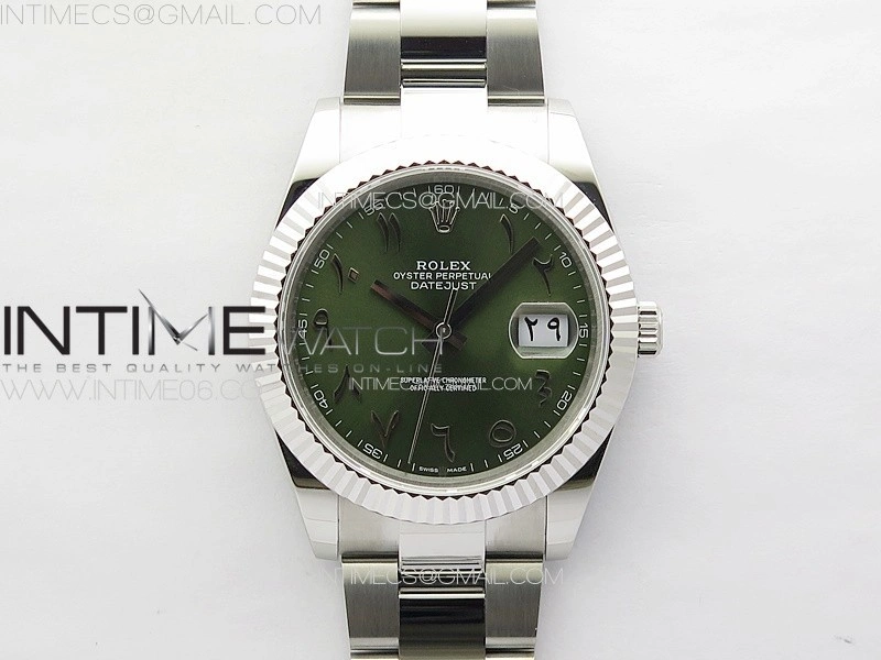 DateJust 41 126334 SS GMF 1:1 Best Edition Green Dial Arabic Markers on Oyster Bracelet