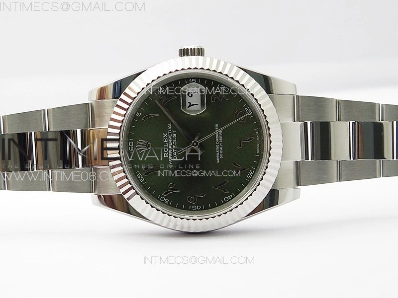 DateJust 41 126334 SS GMF 1:1 Best Edition Green Dial Arabic Markers on Oyster Bracelet