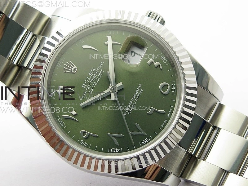 DateJust 41 126334 SS GMF 1:1 Best Edition Green Dial Arabic Markers on Oyster Bracelet