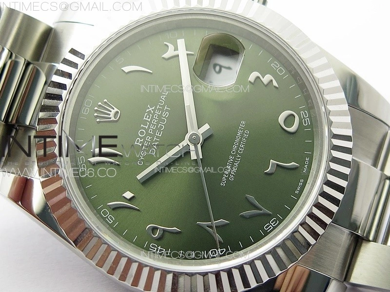 DateJust 41 126334 SS GMF 1:1 Best Edition Green Dial Arabic Markers on Oyster Bracelet