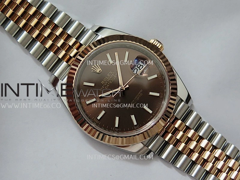 DateJust 41mm 126331 904 SS RG VF 1:1 Brown Dial Stick Marker On Jubilee Bracelet DD3235