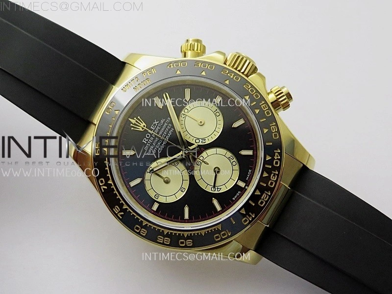 Daytona 126518 QF Gain Weight 1:1 Best Edition Black Dial Gold Subdial Sticks Markers on Oysterflex Strap SH4131 V11