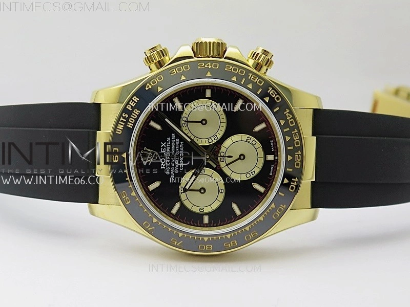 Daytona 126518 QF Gain Weight 1:1 Best Edition Black Dial Gold Subdial Sticks Markers on Oysterflex Strap SH4131 V11