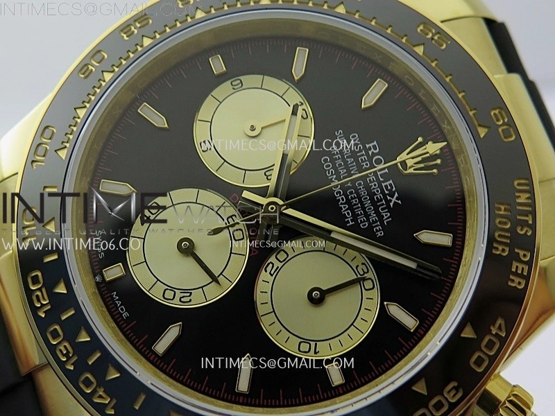 Daytona 126518 QF Gain Weight 1:1 Best Edition Black Dial Gold Subdial Sticks Markers on Oysterflex Strap SH4131 V11