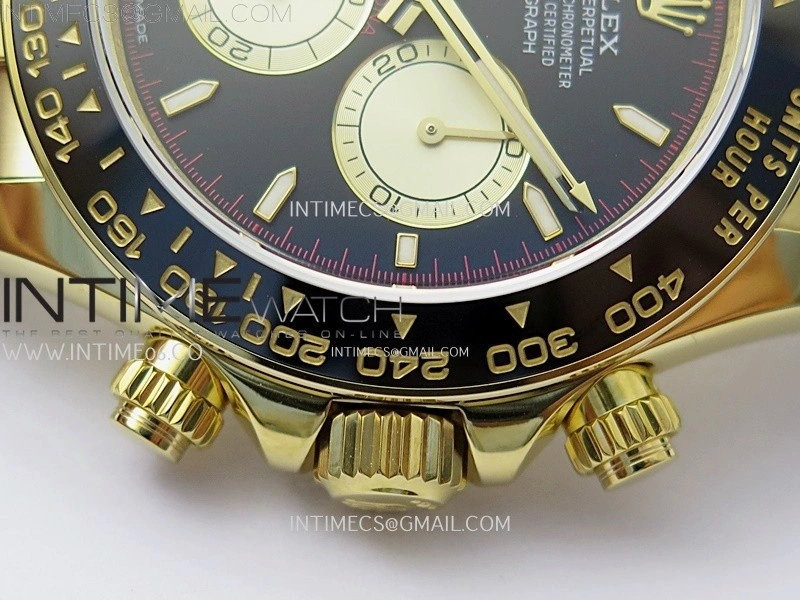 Daytona 126518 QF Gain Weight 1:1 Best Edition Black Dial Gold Subdial Sticks Markers on Oysterflex Strap SH4131 V11