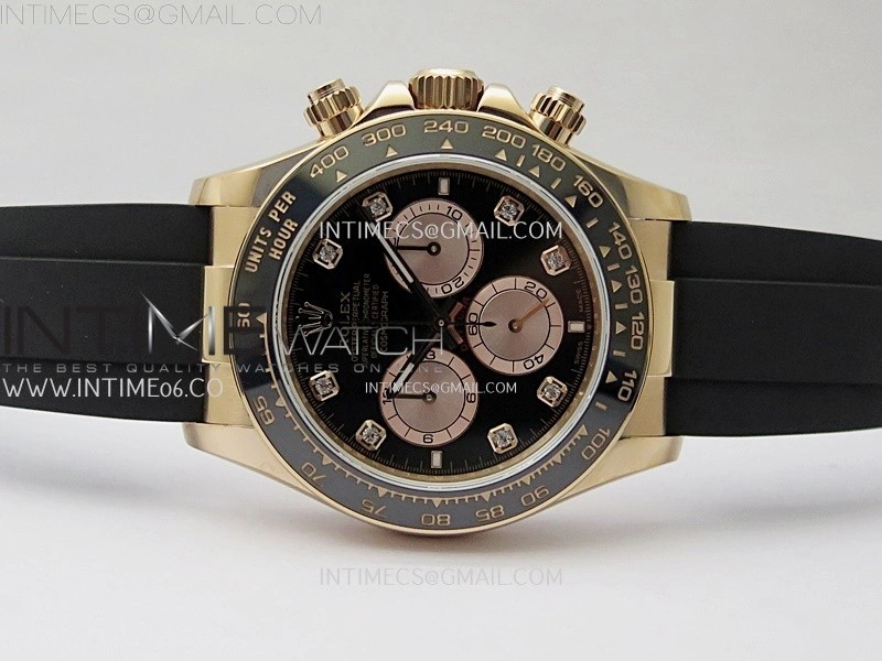 Daytona 126515 QF Gain Weight 1:1 Best Edition Black Dial RG Subdial Diamonds Markers on Oysterflex Strap SH4131 V11
