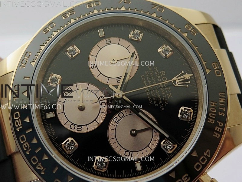 Daytona 126515 QF Gain Weight 1:1 Best Edition Black Dial RG Subdial Diamonds Markers on Oysterflex Strap SH4131 V11