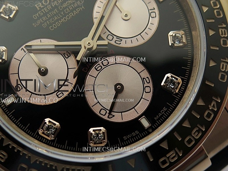 Daytona 126515 QF Gain Weight 1:1 Best Edition Black Dial RG Subdial Diamonds Markers on Oysterflex Strap SH4131 V11